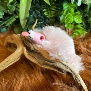 Cute light pink mouse plushie with tongue