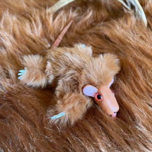 Cute brown mouse plushie with tongue