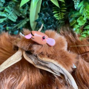 Cute brown mouse plushie with tongue