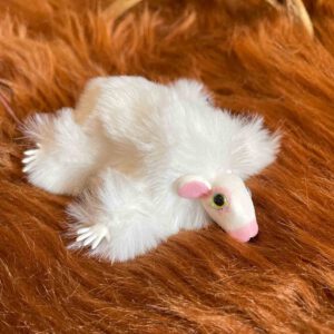 Cute fluffy white mouse plushie