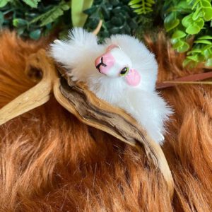 Cute fluffy white mouse plushie