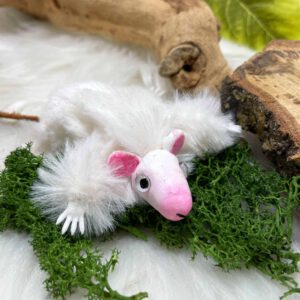 Fluffy white mouse plushie: Finn