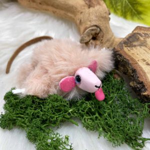 Fluffy pink mouse plushie: Maeve