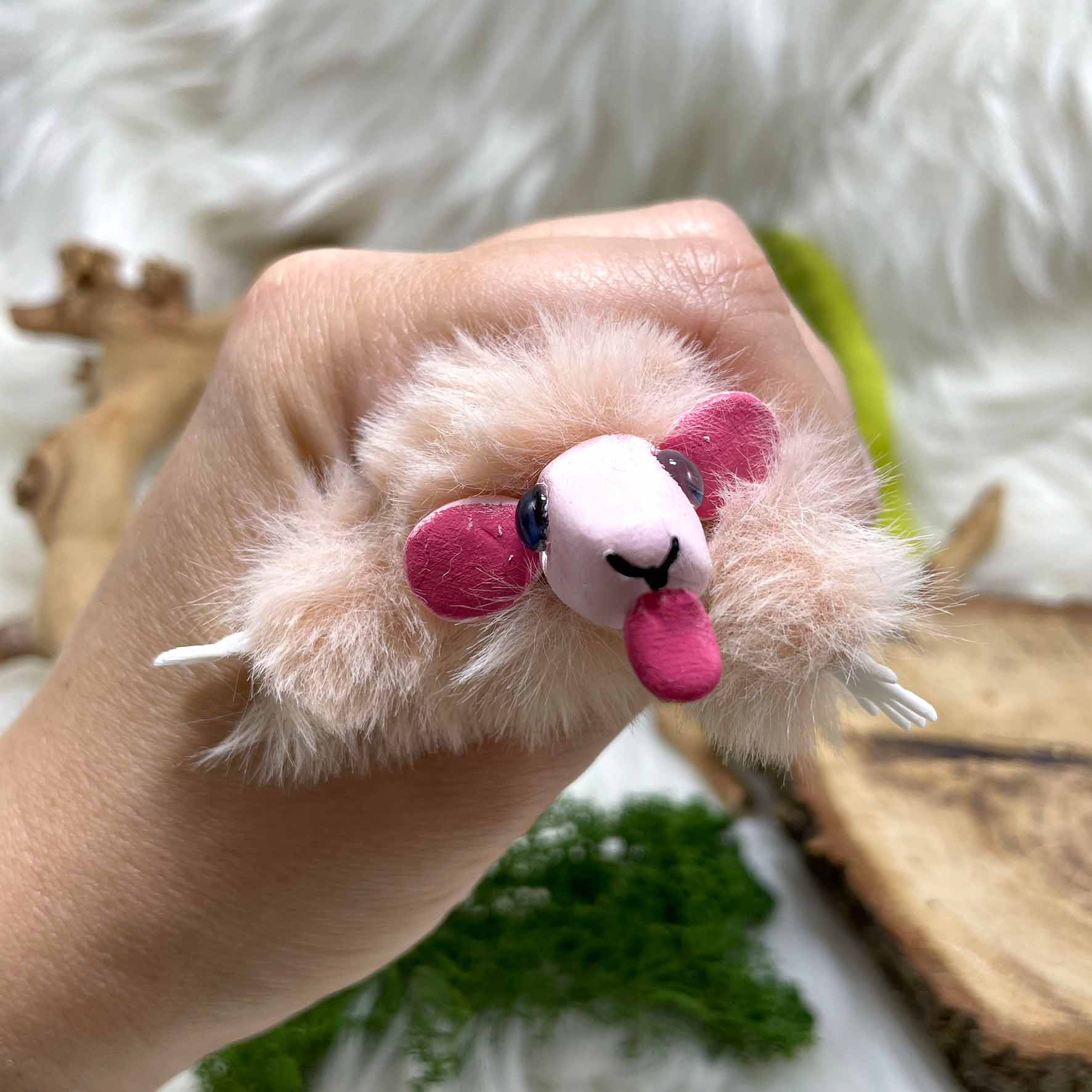 Fluffy pink mouse plushie: Maeve - Image 3