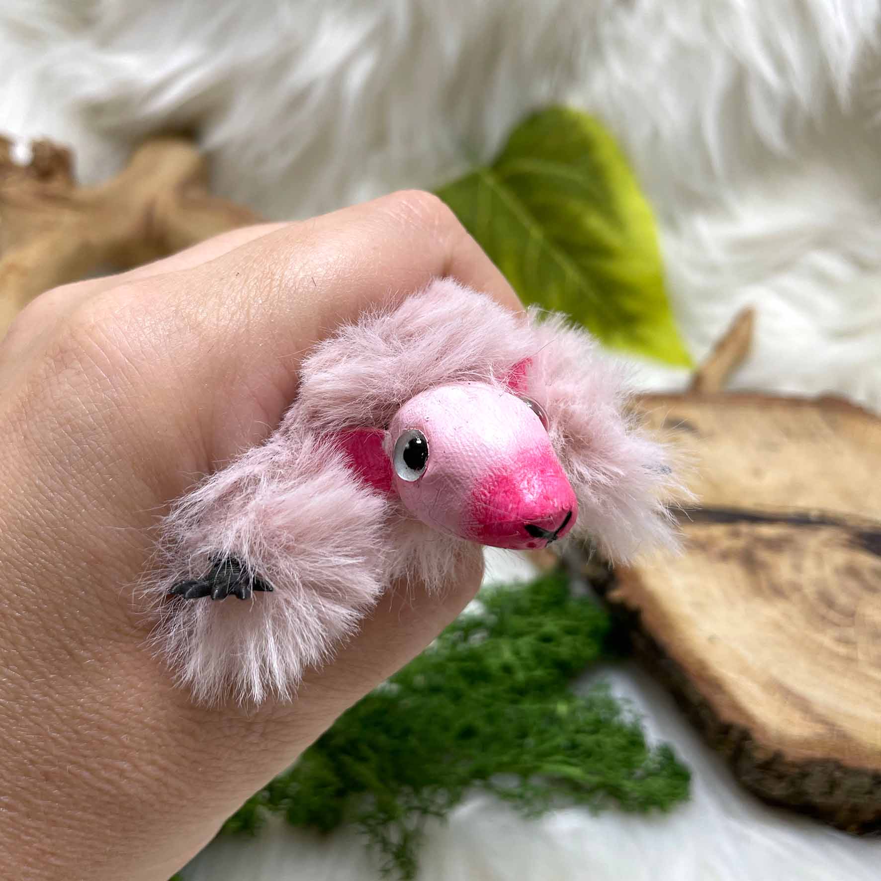 Fluffy pink mouse plushie: Jacqueline - Image 3