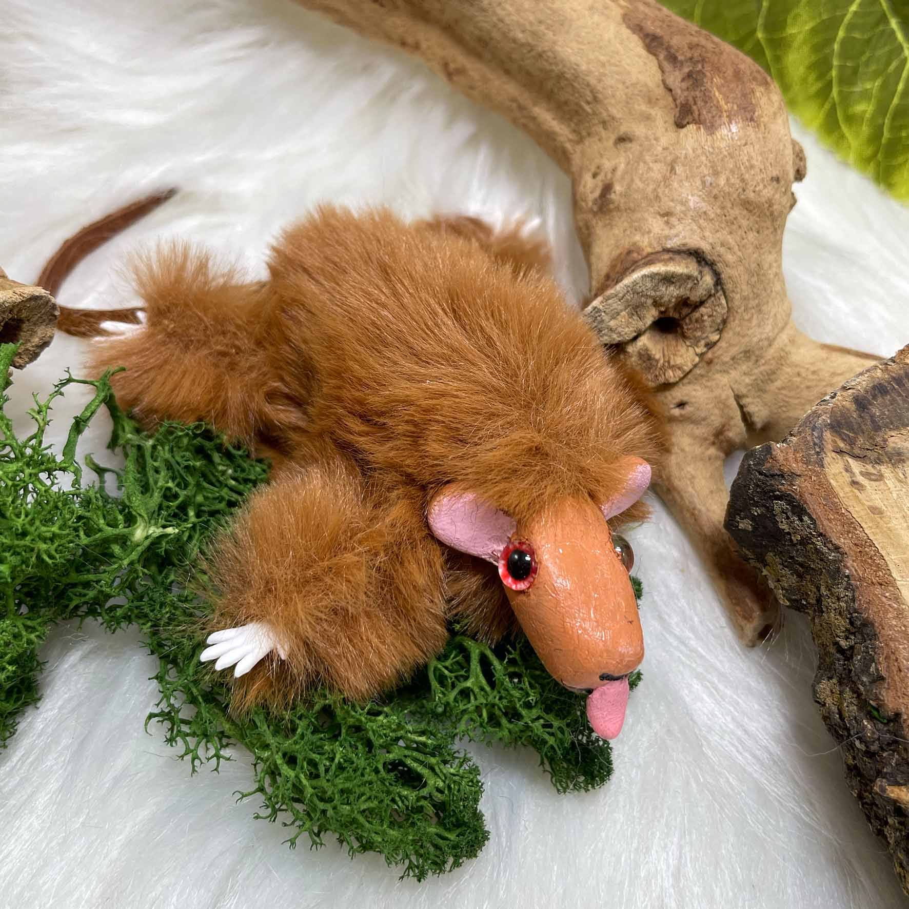 Fluffy brown mouse plushie: Tristan - Image 2
