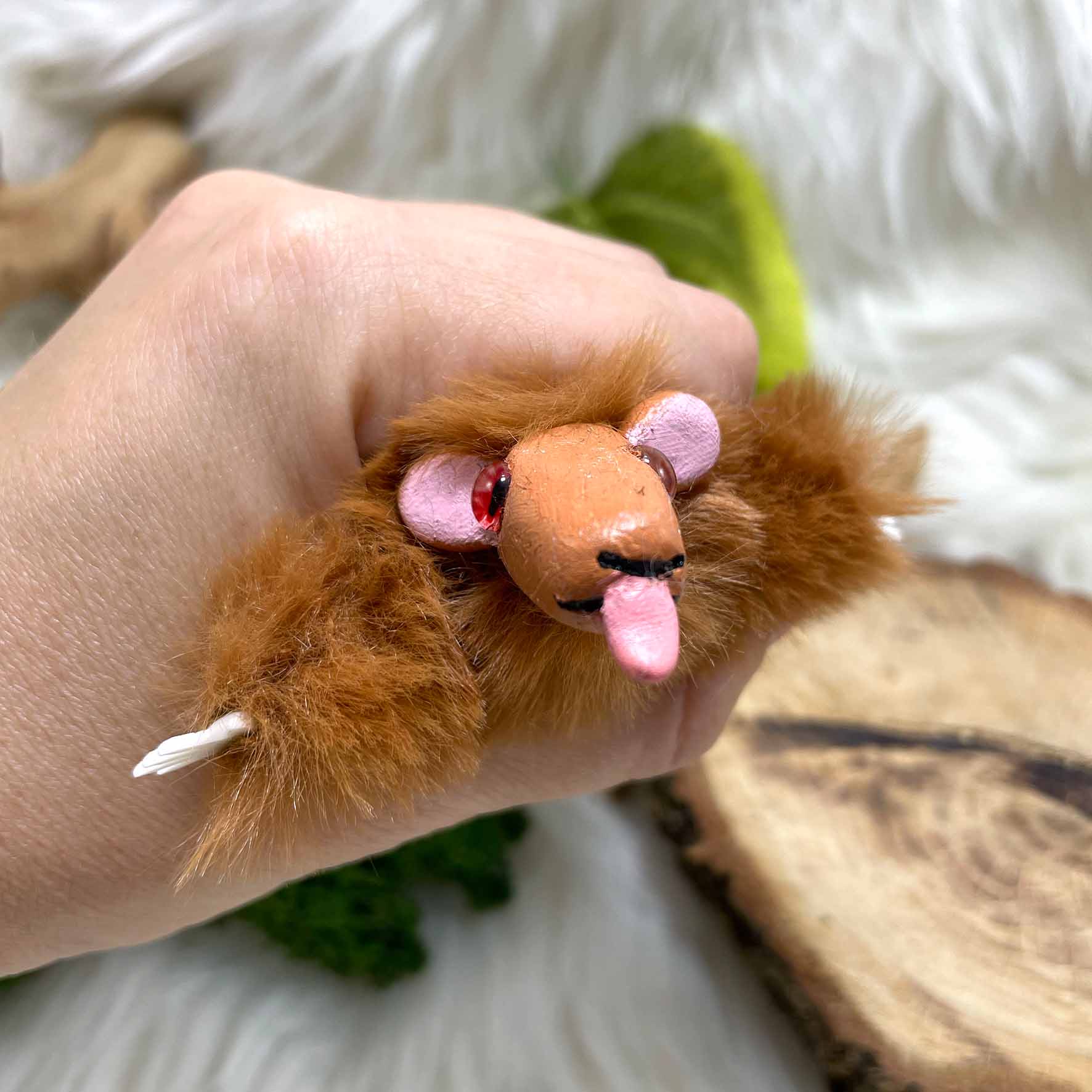 Fluffy brown mouse plushie: Tristan - Image 3